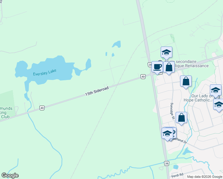 map of restaurants, bars, coffee shops, grocery stores, and more near 925 15th Sideroad in Schomberg