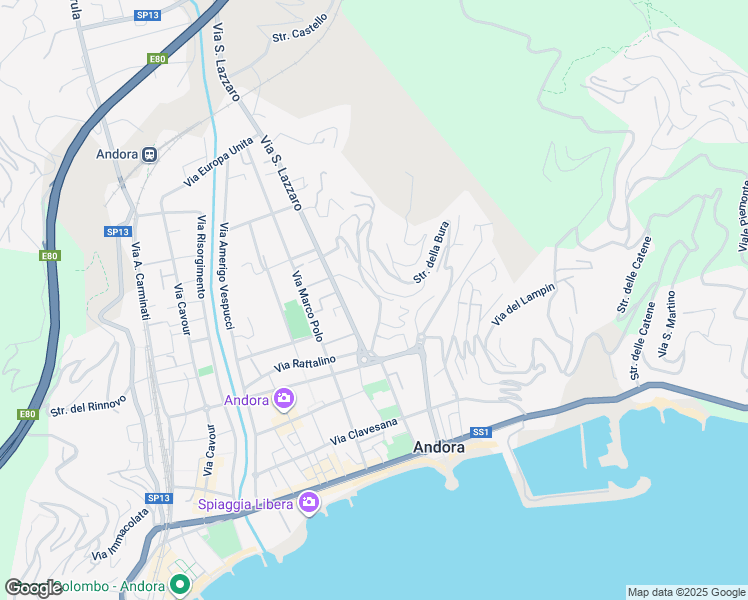 map of restaurants, bars, coffee shops, grocery stores, and more near 1 Via Sant'Antonio in Marina di Andora