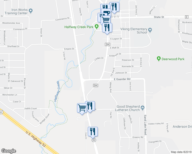 map of restaurants, bars, coffee shops, grocery stores, and more near 107 West Gaarder Road in Holmen