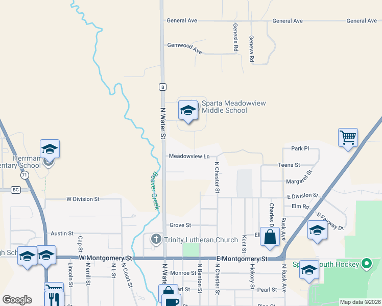 map of restaurants, bars, coffee shops, grocery stores, and more near 210 Meadowview Lane in Sparta