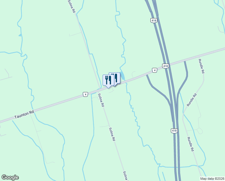 map of restaurants, bars, coffee shops, grocery stores, and more near 1967 Taunton Road in Clarington
