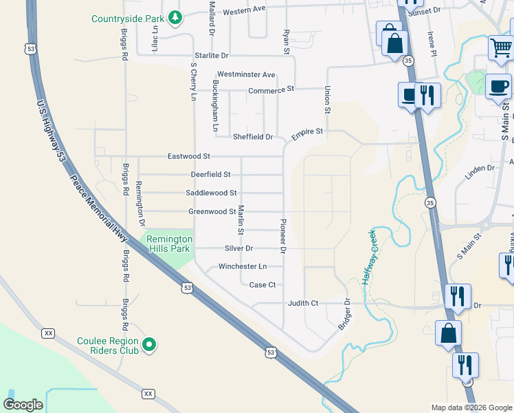 map of restaurants, bars, coffee shops, grocery stores, and more near 808 Greenwood Street in Holmen