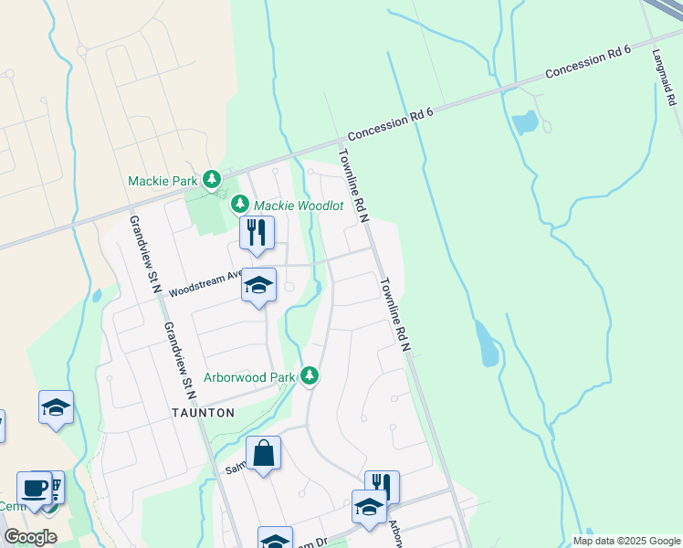 map of restaurants, bars, coffee shops, grocery stores, and more near in Oshawa