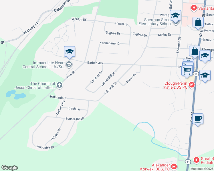 map of restaurants, bars, coffee shops, grocery stores, and more near 1371 Sunset Ridge in Watertown