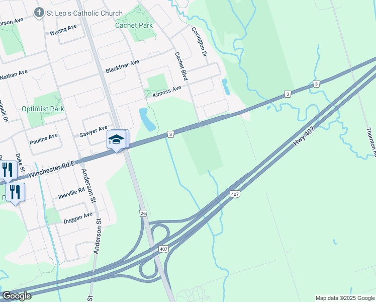 map of restaurants, bars, coffee shops, grocery stores, and more near in Whitby
