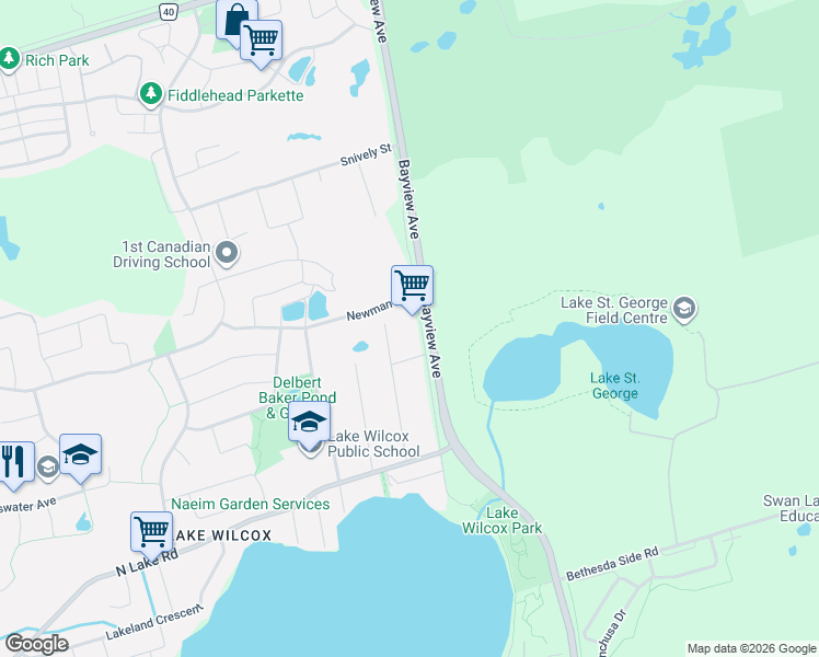map of restaurants, bars, coffee shops, grocery stores, and more near 220 Olde Bayview Avenue in Richmond Hill