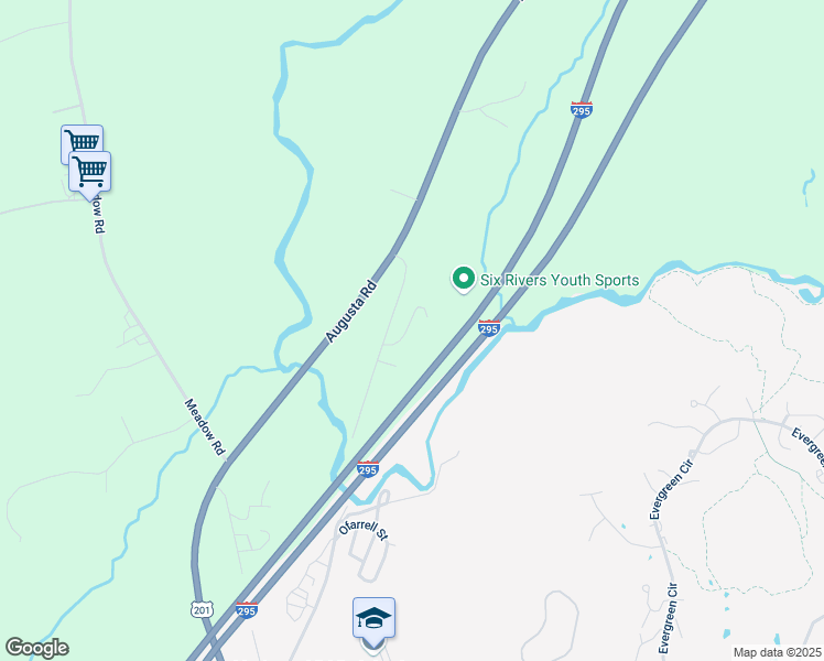 map of restaurants, bars, coffee shops, grocery stores, and more near 40 Atwood Road in Topsham