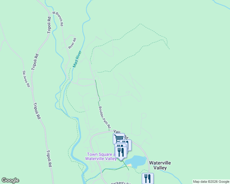 map of restaurants, bars, coffee shops, grocery stores, and more near 5 Greeley Hill Road in Waterville Valley