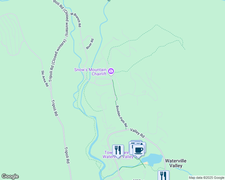 map of restaurants, bars, coffee shops, grocery stores, and more near 22 Valley Road in Waterville Valley