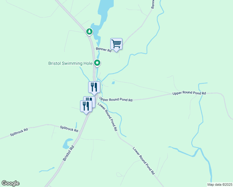 map of restaurants, bars, coffee shops, grocery stores, and more near 18 Upper Round Pond Road in Bristol