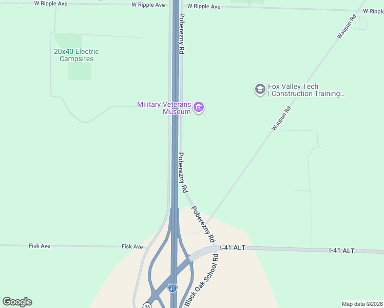 map of restaurants, bars, coffee shops, grocery stores, and more near 4320 Poberezny Road in Oshkosh