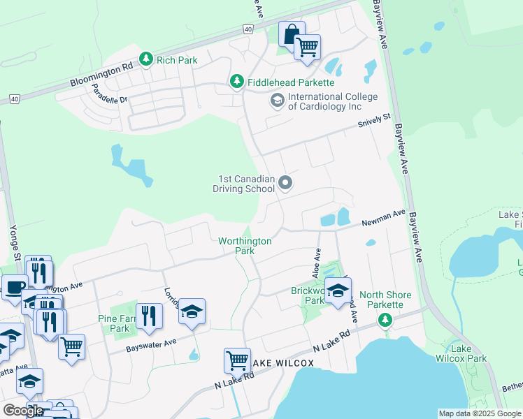 map of restaurants, bars, coffee shops, grocery stores, and more near 22 Litchi Court in Richmond Hill