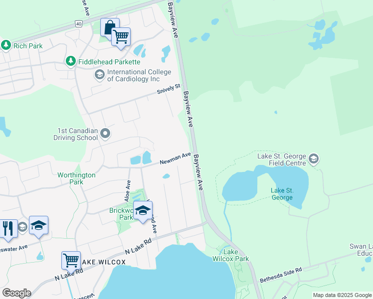map of restaurants, bars, coffee shops, grocery stores, and more near 8 Sunbay Court in Richmond Hill