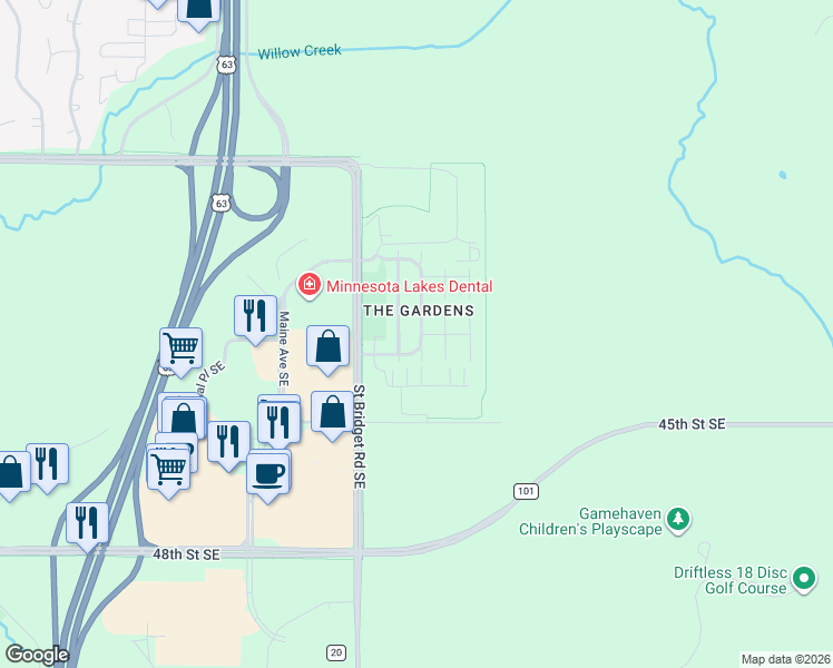 map of restaurants, bars, coffee shops, grocery stores, and more near in Rochester