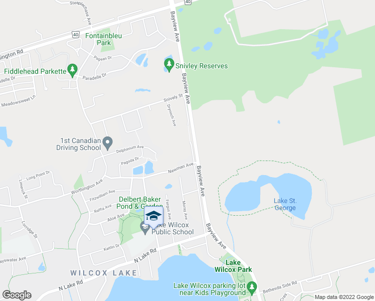 map of restaurants, bars, coffee shops, grocery stores, and more near 20 Sunbay Court in Richmond Hill