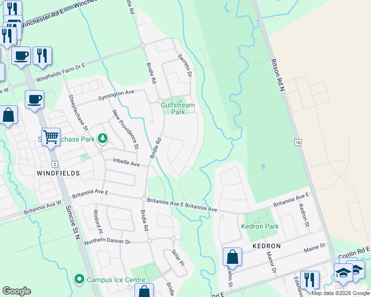 map of restaurants, bars, coffee shops, grocery stores, and more near 276 Pimlico Drive in Oshawa