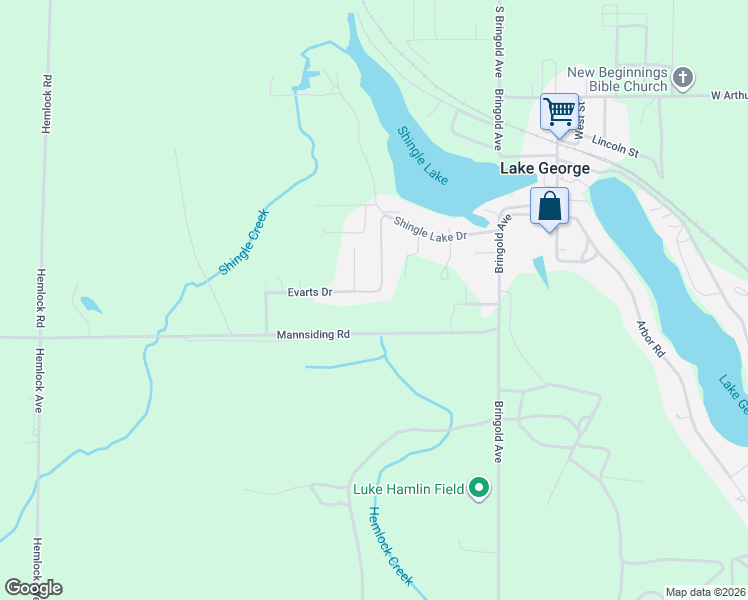 map of restaurants, bars, coffee shops, grocery stores, and more near 5451 Evarts Drive in Lake