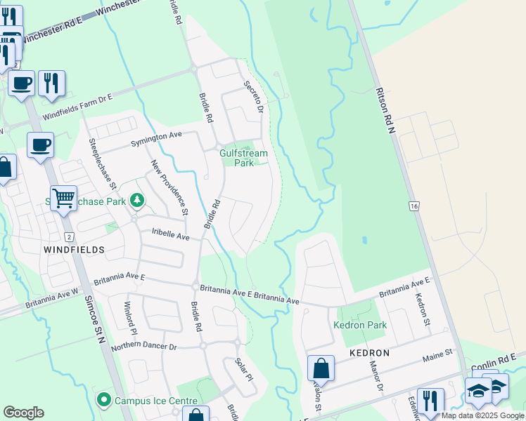 map of restaurants, bars, coffee shops, grocery stores, and more near 276 Pimlico Drive in Oshawa