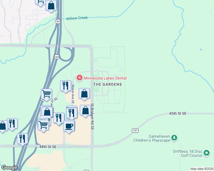 map of restaurants, bars, coffee shops, grocery stores, and more near in Rochester