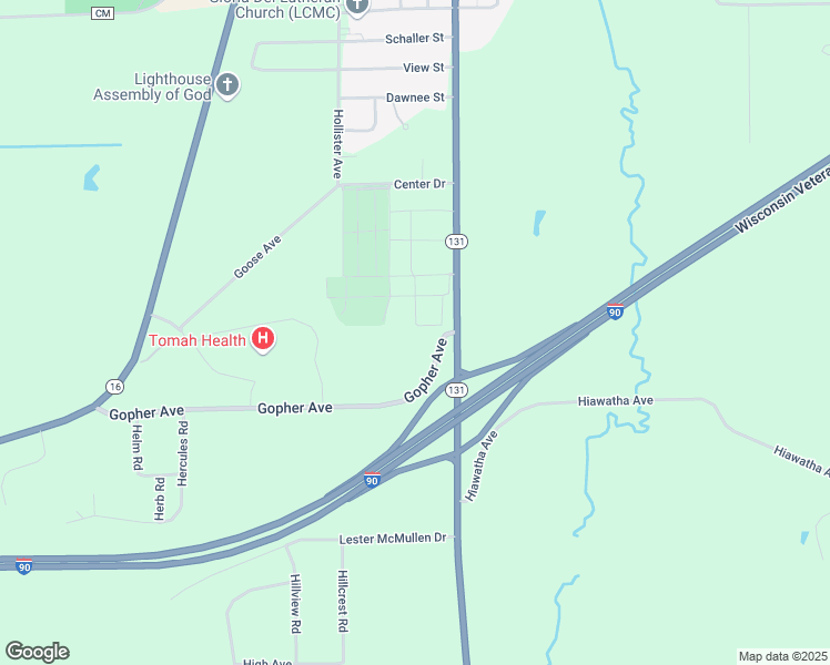 map of restaurants, bars, coffee shops, grocery stores, and more near 24432 Gopher Avenue in Tomah