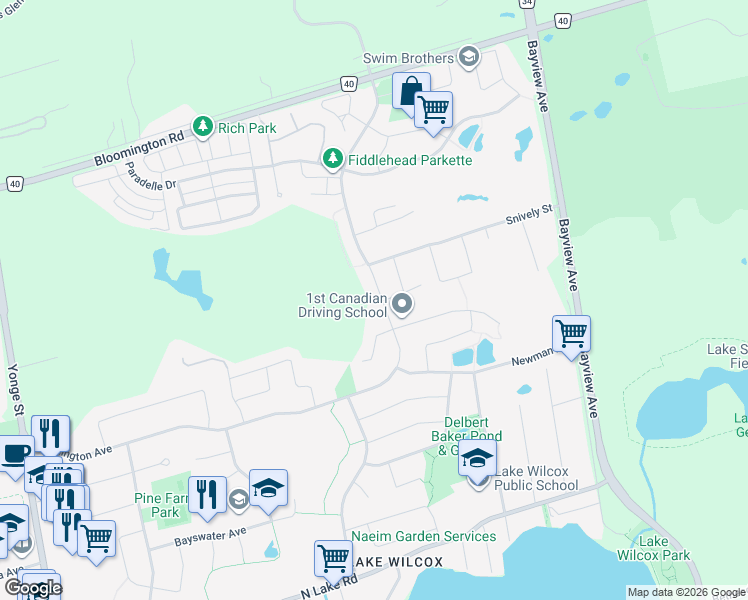 map of restaurants, bars, coffee shops, grocery stores, and more near 326 Worthington Avenue in Richmond Hill
