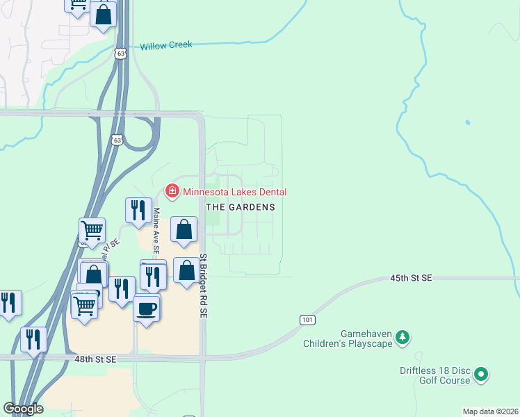 map of restaurants, bars, coffee shops, grocery stores, and more near in Rochester