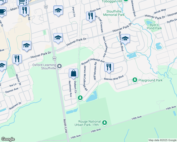 map of restaurants, bars, coffee shops, grocery stores, and more near in Whitchurch-Stouffville