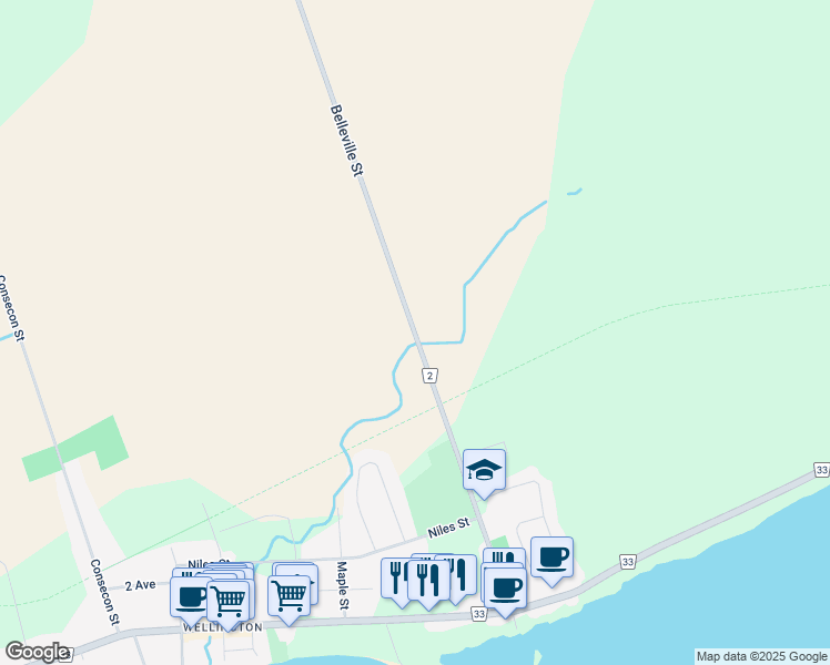 map of restaurants, bars, coffee shops, grocery stores, and more near in Prince Edward County