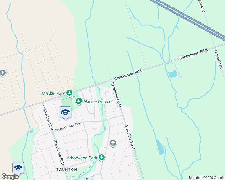 map of restaurants, bars, coffee shops, grocery stores, and more near 2030 Townline Road North in Oshawa