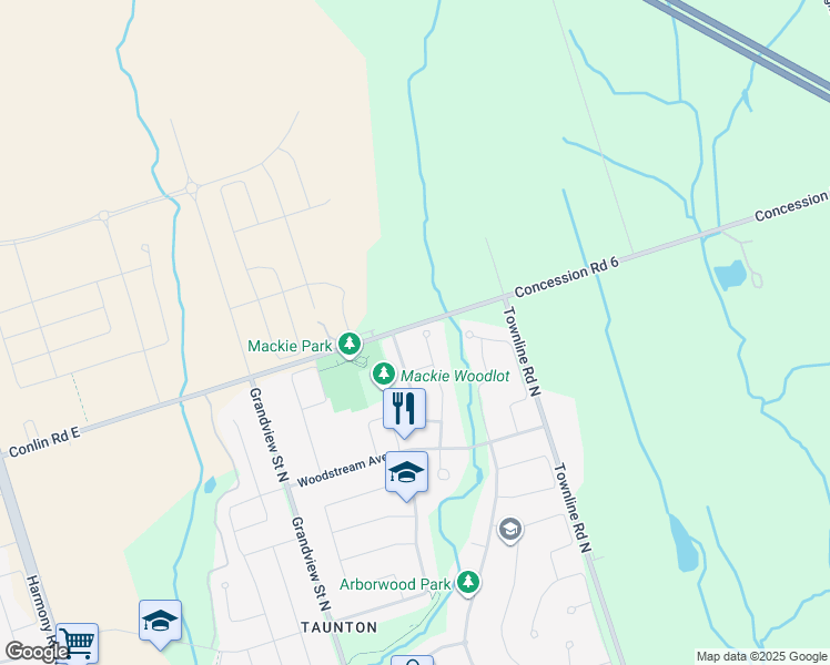 map of restaurants, bars, coffee shops, grocery stores, and more near 2040 Magee Court in Oshawa