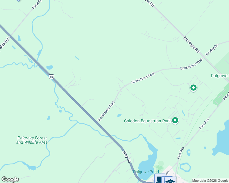 map of restaurants, bars, coffee shops, grocery stores, and more near 17401-17999 County Road 50 in Caledon