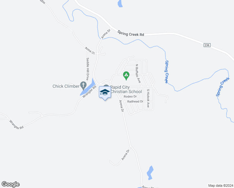 map of restaurants, bars, coffee shops, grocery stores, and more near 23757 Arena Drive in Rapid City