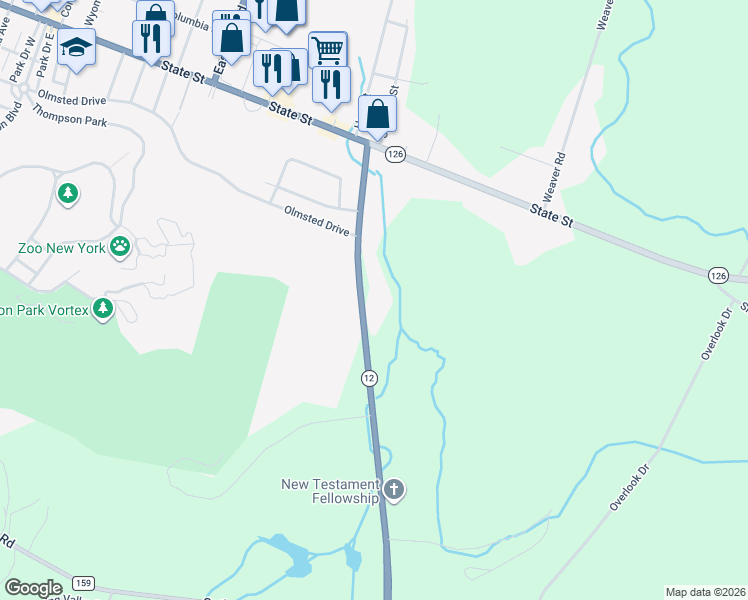 map of restaurants, bars, coffee shops, grocery stores, and more near 9120-16696 Gifford Street in Watertown