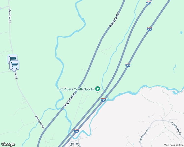 map of restaurants, bars, coffee shops, grocery stores, and more near 203 Augusta Road in Topsham