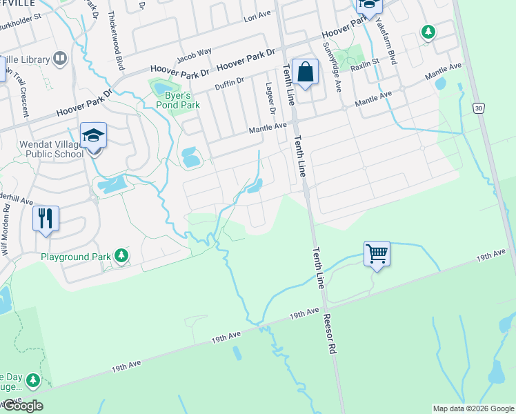 map of restaurants, bars, coffee shops, grocery stores, and more near 4 Flower Garden Trail in Whitchurch-Stouffville