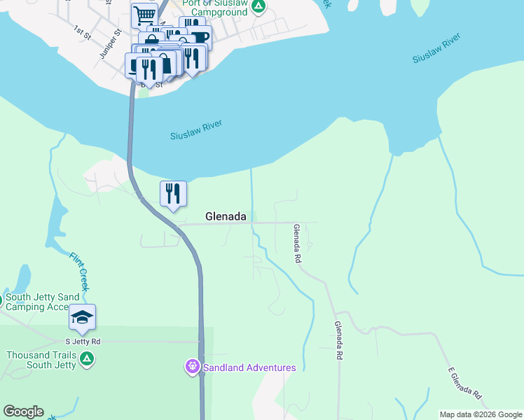 map of restaurants, bars, coffee shops, grocery stores, and more near 85675 Glenada Road in Florence