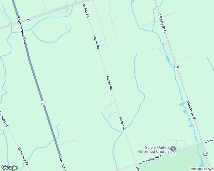 map of restaurants, bars, coffee shops, grocery stores, and more near 4432 Middle Road in Clarington