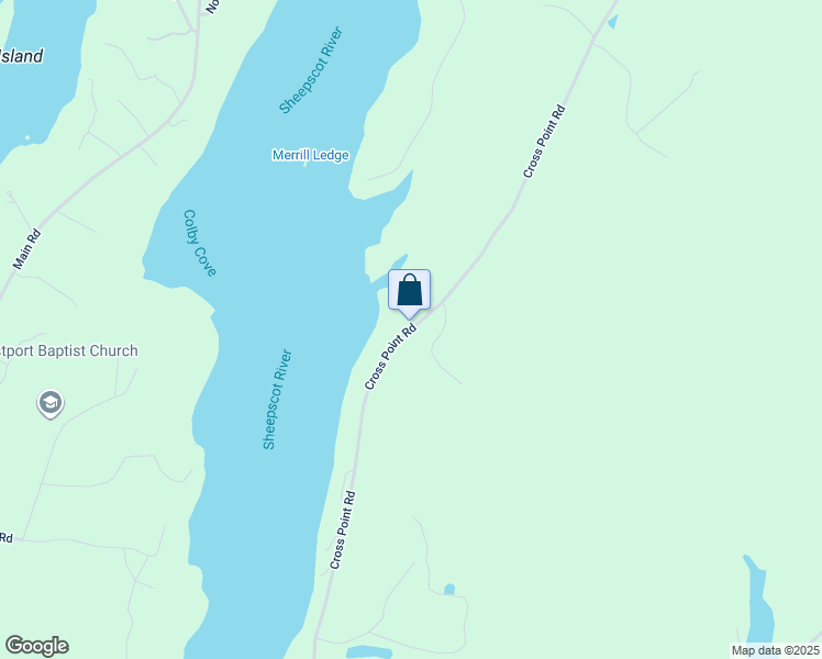 map of restaurants, bars, coffee shops, grocery stores, and more near Cross Point Road in Edgecomb