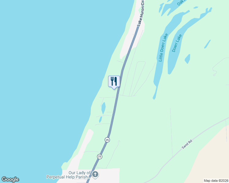 map of restaurants, bars, coffee shops, grocery stores, and more near 6864 Port Austin Road in Caseville