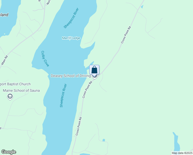 map of restaurants, bars, coffee shops, grocery stores, and more near Cross Point Road in Edgecomb