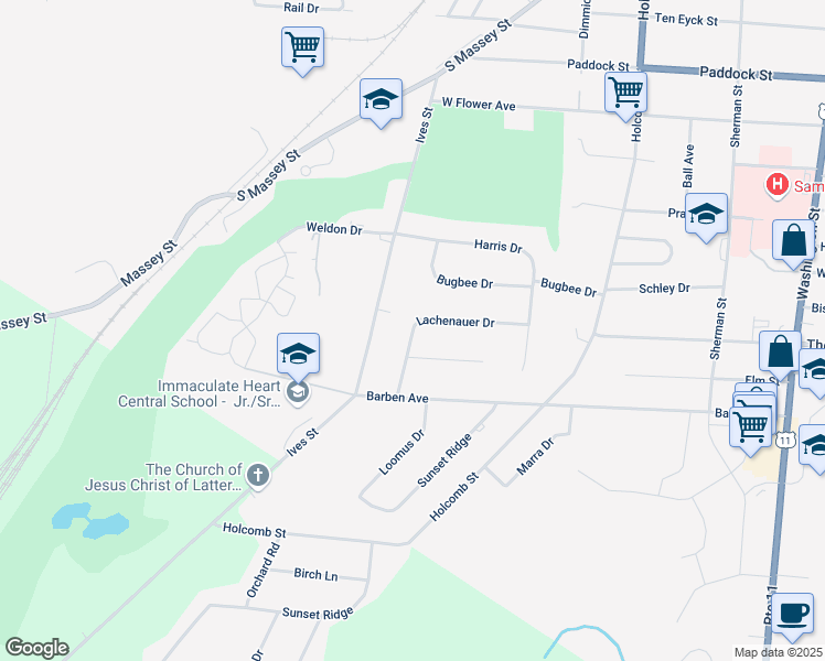 map of restaurants, bars, coffee shops, grocery stores, and more near 1200 Lachenauer Drive in Watertown