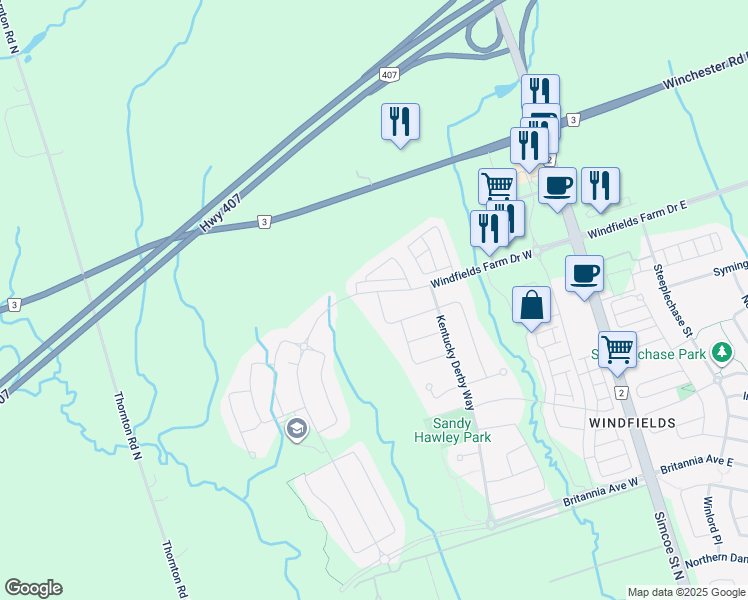 map of restaurants, bars, coffee shops, grocery stores, and more near 277 Cosgrove Drive in Oshawa