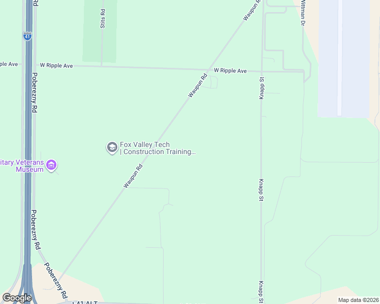 map of restaurants, bars, coffee shops, grocery stores, and more near 3950 Waupun Road in Oshkosh