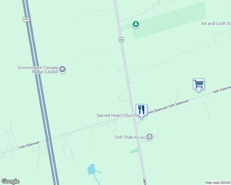 map of restaurants, bars, coffee shops, grocery stores, and more near 14600 Jane Street in King City