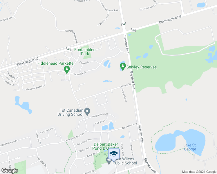 map of restaurants, bars, coffee shops, grocery stores, and more near 86 Snively Street in Richmond Hill