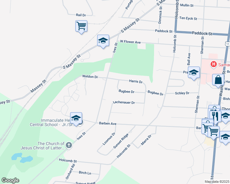 map of restaurants, bars, coffee shops, grocery stores, and more near 1200 Lachenauer Drive in Watertown