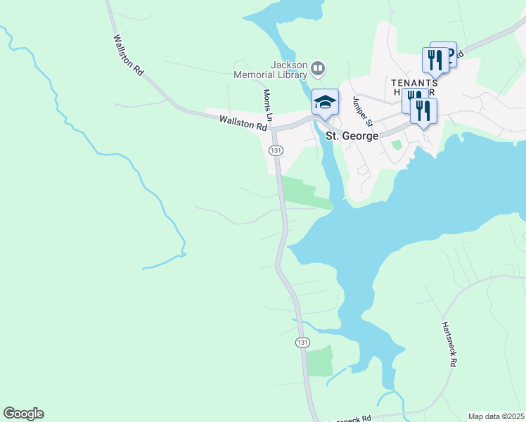 map of restaurants, bars, coffee shops, grocery stores, and more near 68 Port Clyde Road in Saint George