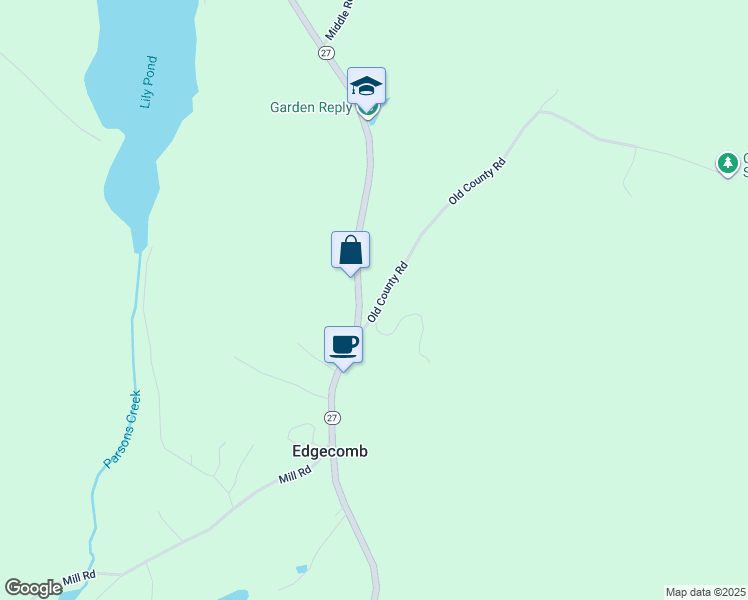 map of restaurants, bars, coffee shops, grocery stores, and more near 20 Old County Road in Edgecomb
