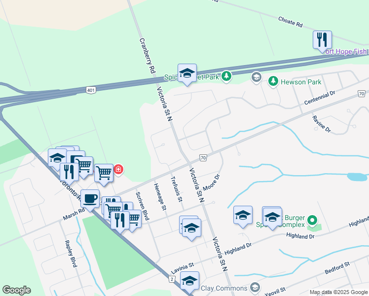 map of restaurants, bars, coffee shops, grocery stores, and more near in Port Hope
