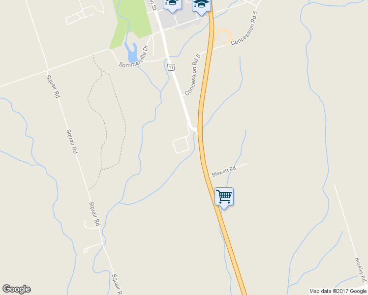 map of restaurants, bars, coffee shops, grocery stores, and more near 65 Irwin Road in Clarington